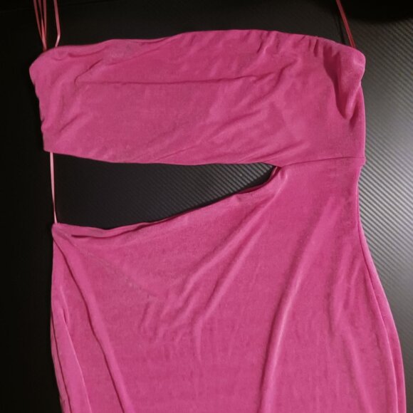 Naked Wardrobe Strapless Side Cutout Midi Dress Bright Pink‎ Womens Size 2X - Picture 6 of 13
